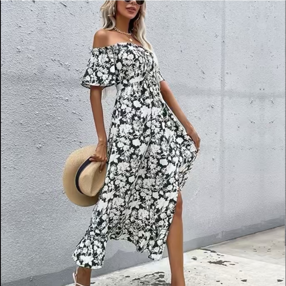 Off Shoulder Floral Dress